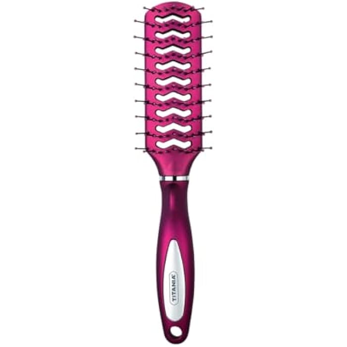 Titania Double Tunnel 9 Rows Hair Brush 89 g, Red